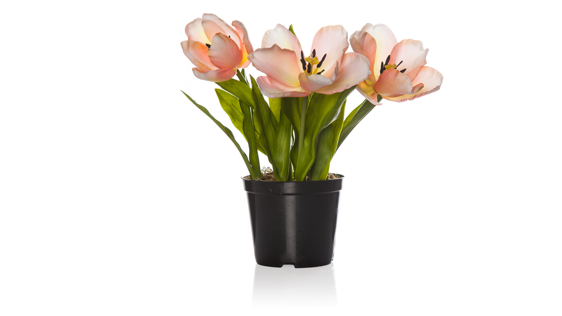 Цветок искусственный в горшке Silk-ka Тюльпан 34 см, персиковый